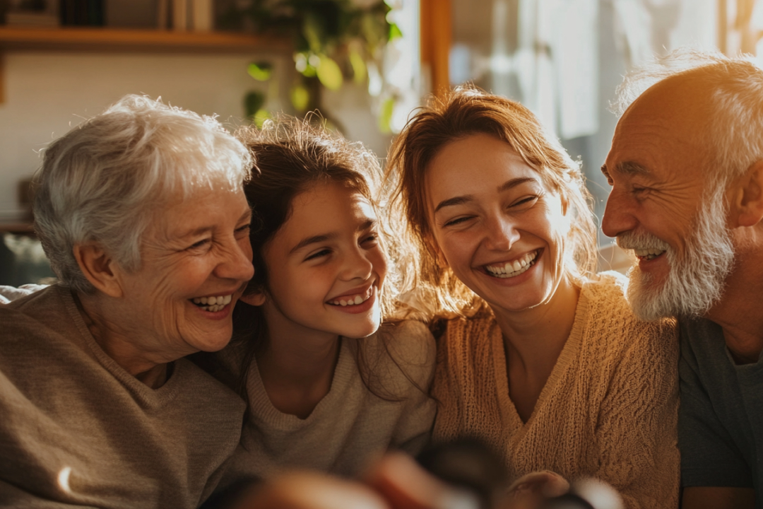 Família feliz compartilhando momentos